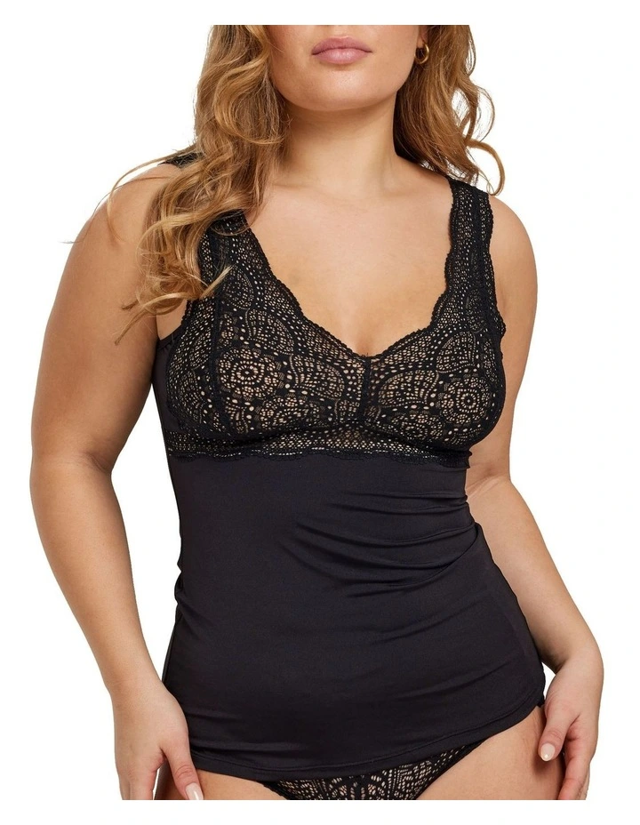 Perfectly Helen Micro and Lace Cami in Black