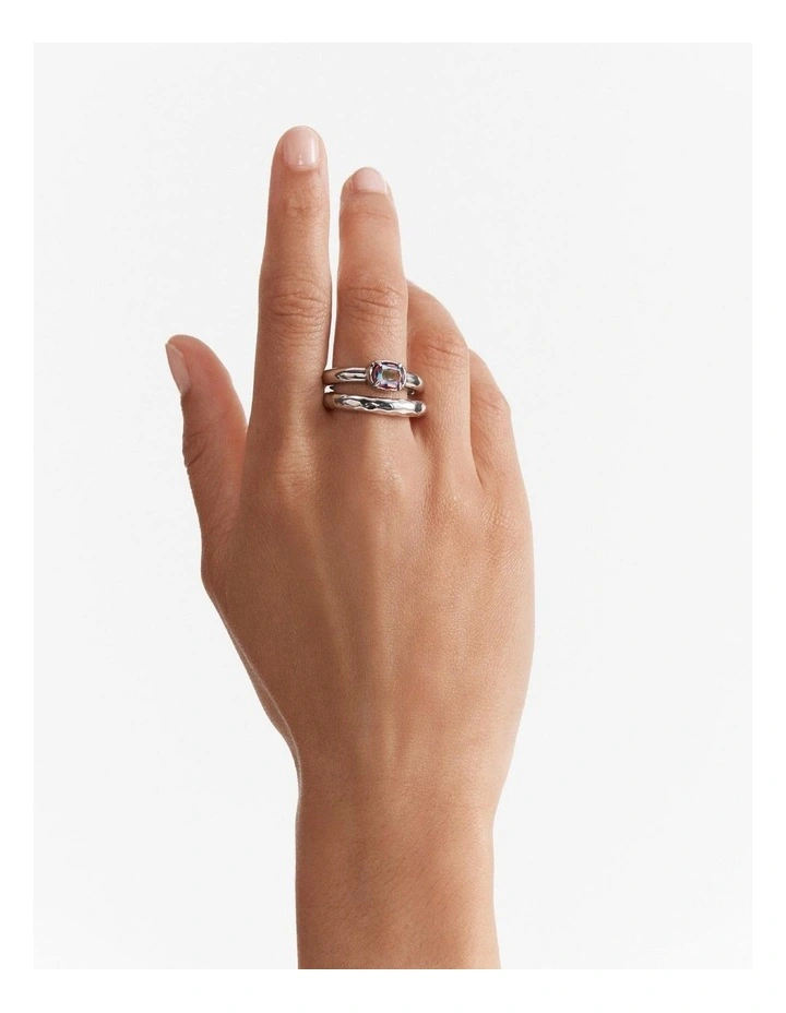 Reflective Ring Set in Electric Pink