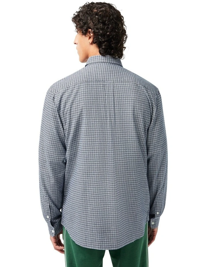 Essentials Long Sleeve Poplin Check Shirt in Abysm