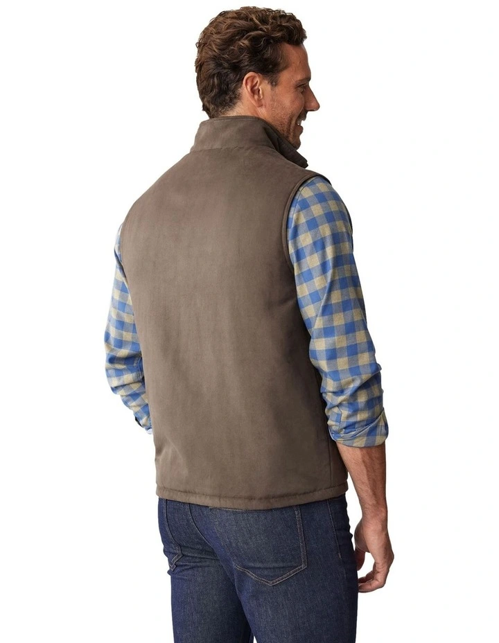 Cremorne Mock Suede Vest in Walnut