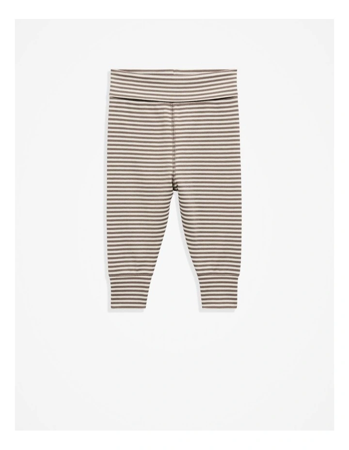 Organically Grown Cotton Stripe Soft Pant in Chocolate