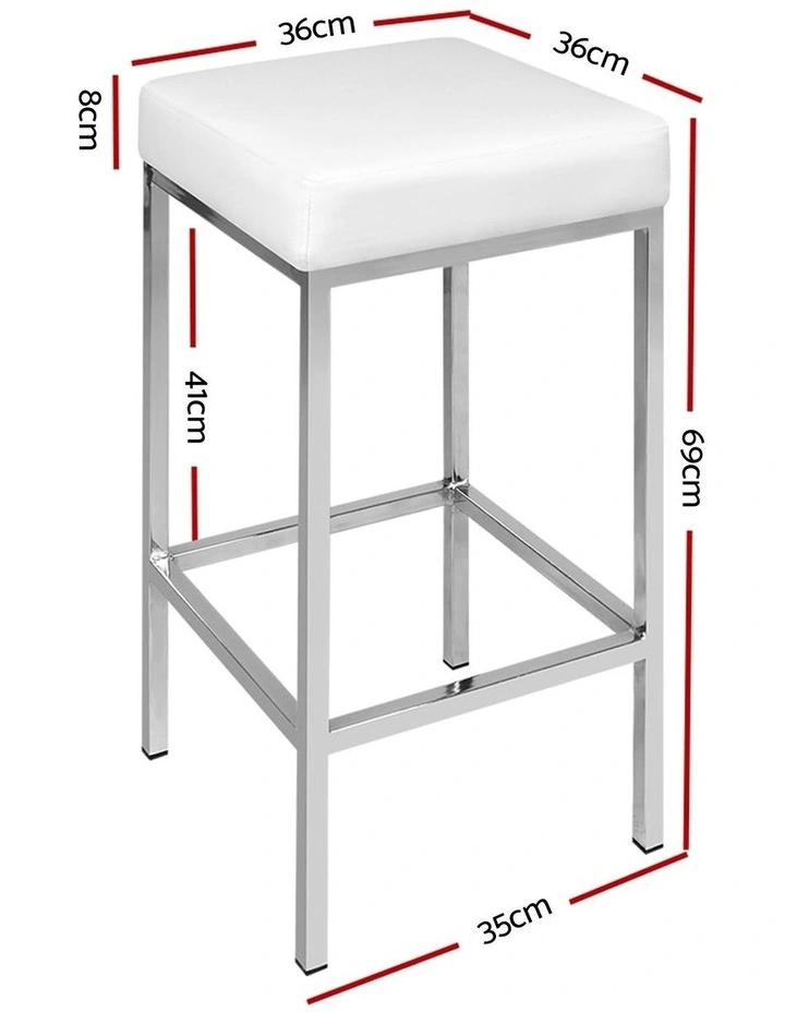 Kitchen x2 Leather Chair Bar Stools in White