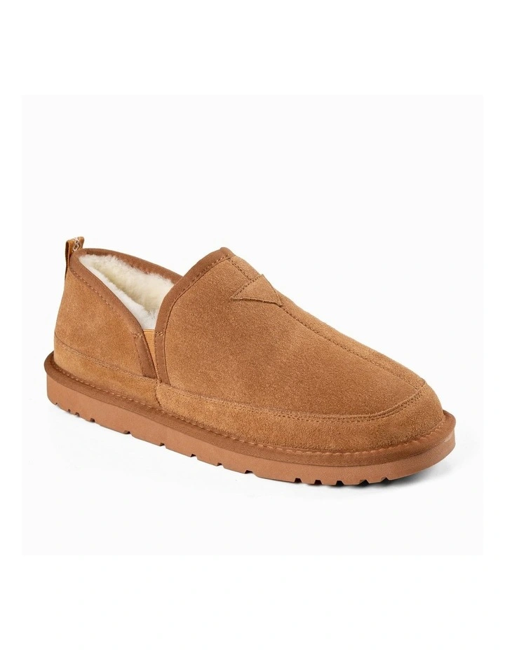 Premium Sheepskin Alder Suede Slipper in Chestnut