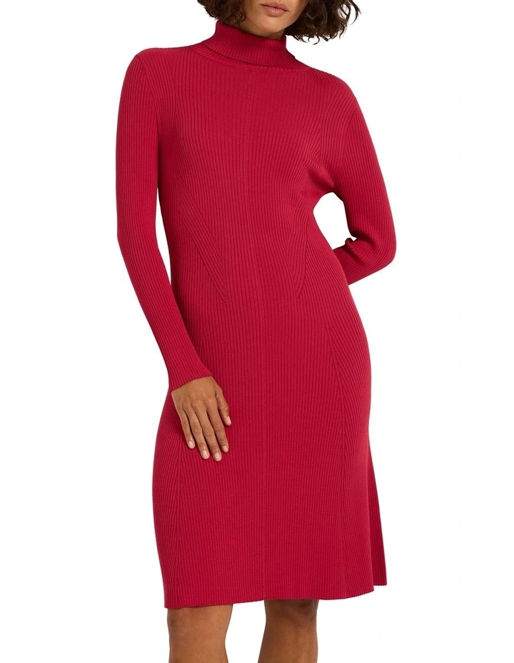 Begin Again Rib Knit Dress in Bad Blood