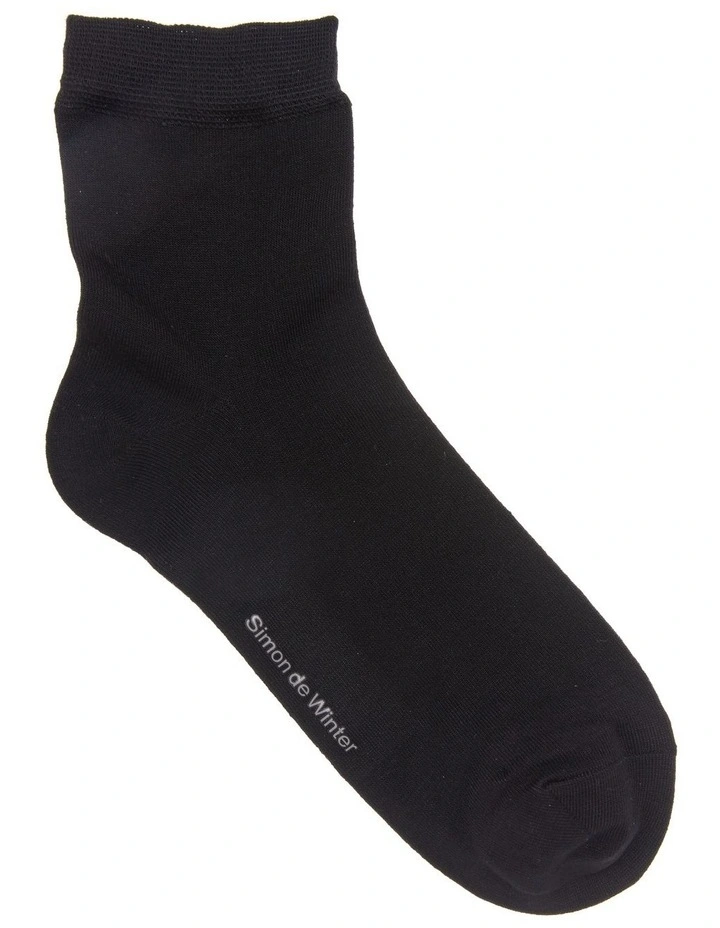 Plain Half Crew Socks 2 Pack in Black