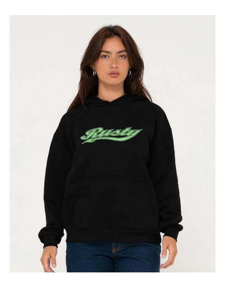 Norty Oversize Pocket Hooded Fleece in Black