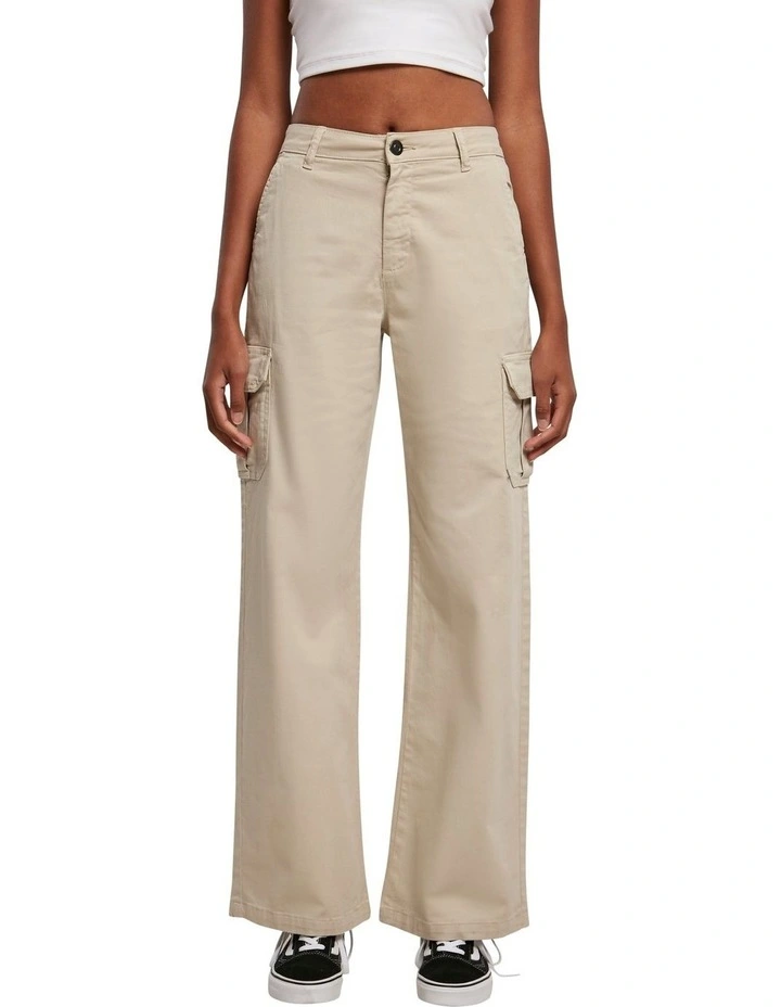 High Waist Straight Cargo Pants in Soft Seagrass
