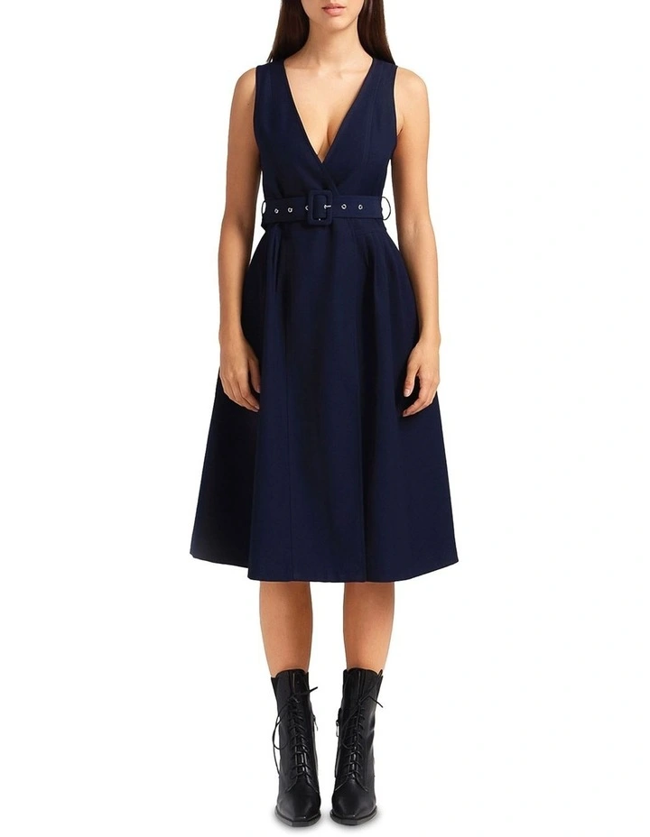 Miss Independence Midi Dress in Blue