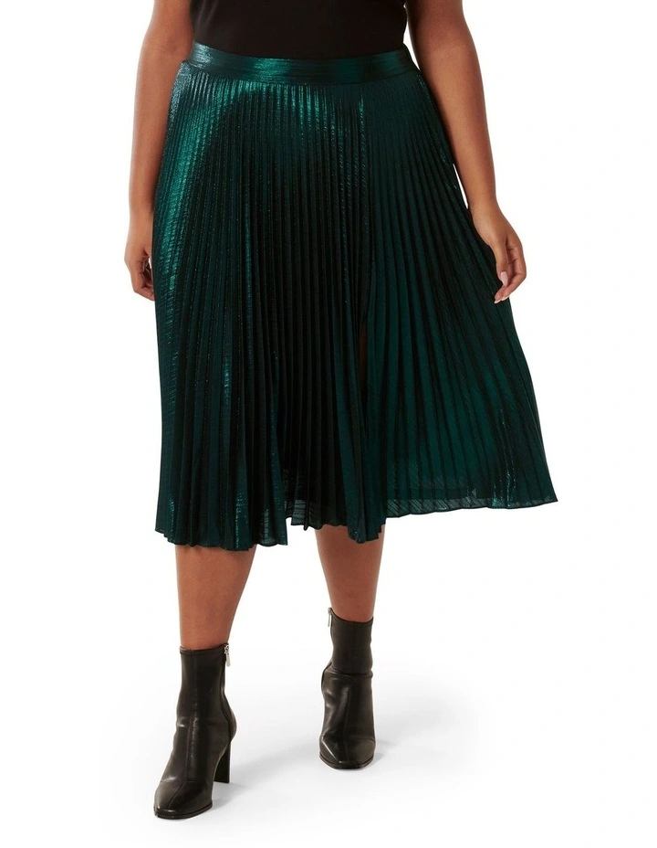 Rylee Metallic Skirt in Green