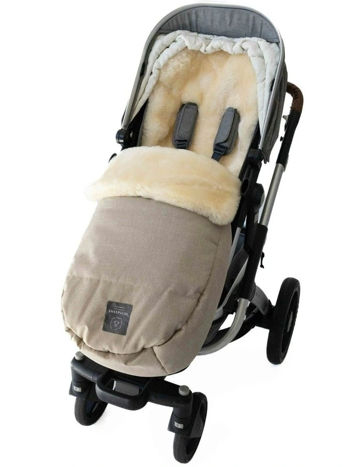 Weatherproof 2-in-1 Lambskin Pram Liner Footmuff in Soft Wheat
