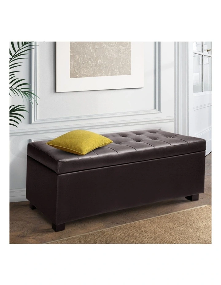 Storage Leather Ottoman Blanket Box 97cm in Brown