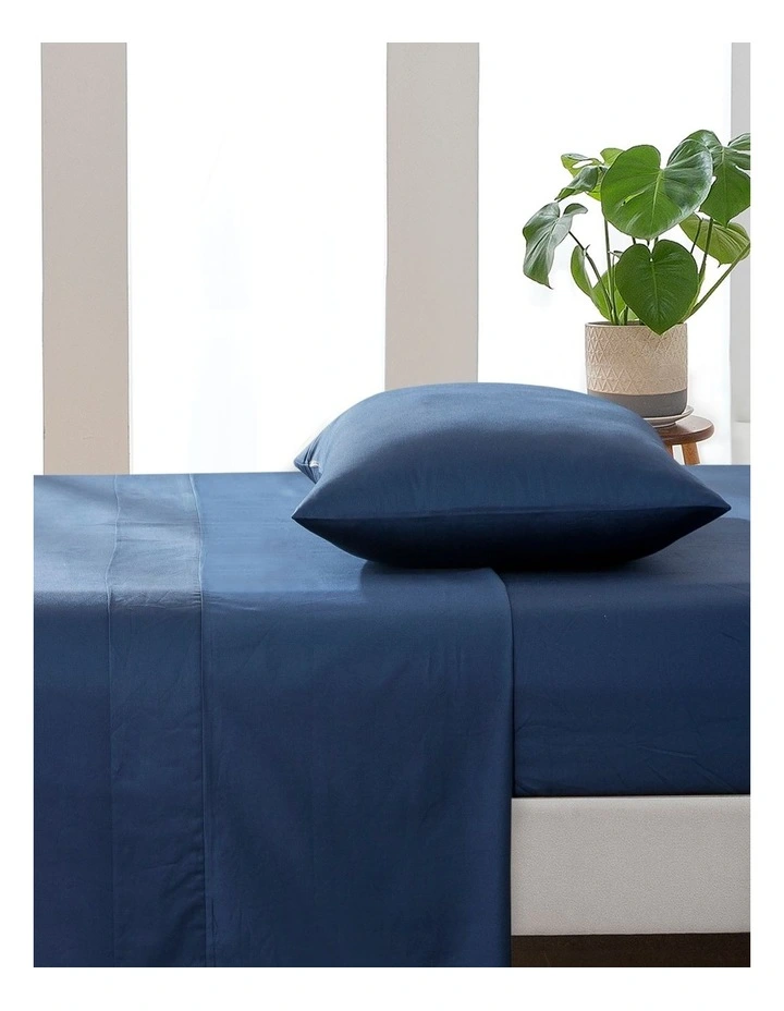 500TC Cotton Sateen Flat Sheet in Navy