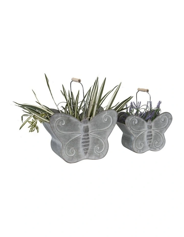 Distressed Butterfly Planter 2 Set in Multi