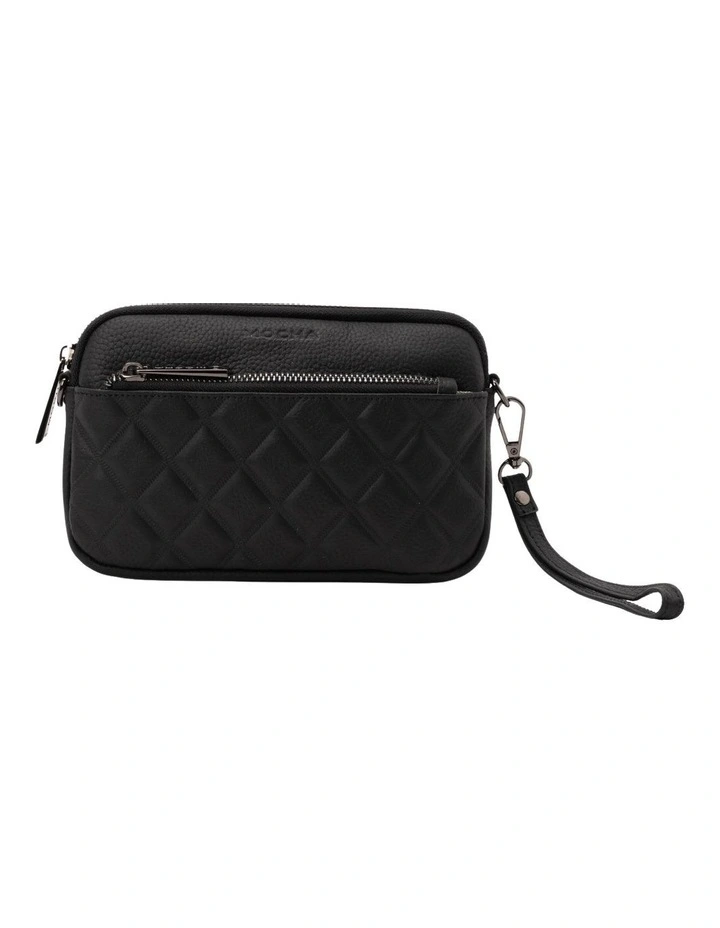 Rebecca Leather Quilted Crossbody Bag in Black