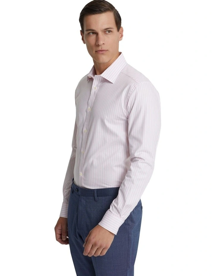 Beckton Cotton Stretch Stripe Shirt in Pink
