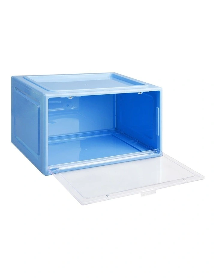 Sneaker Display Case Shoe Storage Box Clear Magnetic in Blue