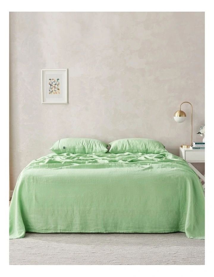 European Flax Linen Sheet Set in Sage