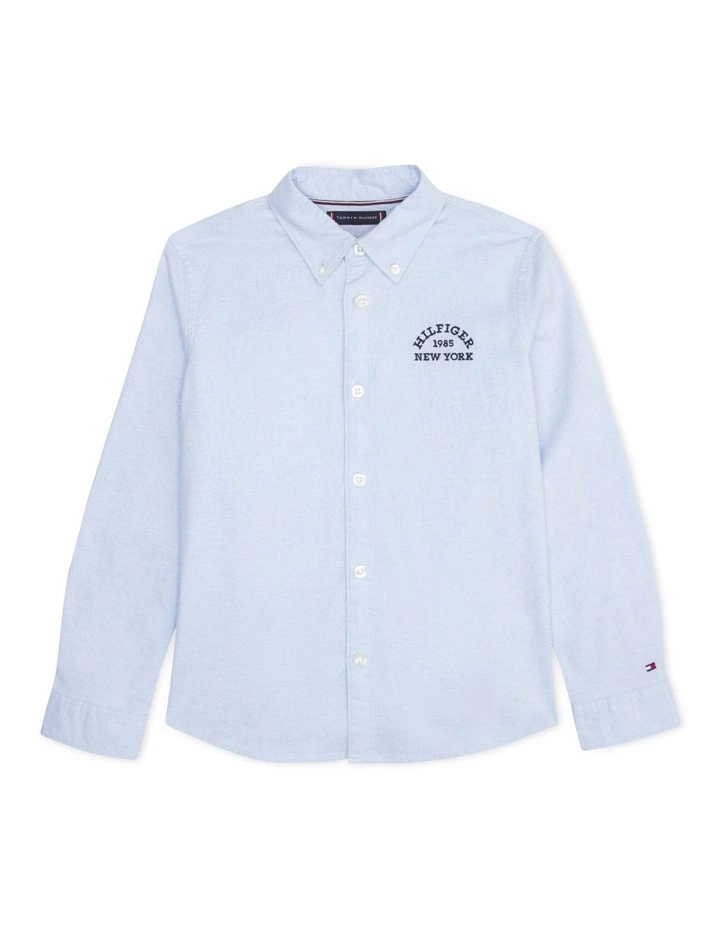 Boys 8-16 Varsity Logo Embroidery Oxford Shirt in Blue