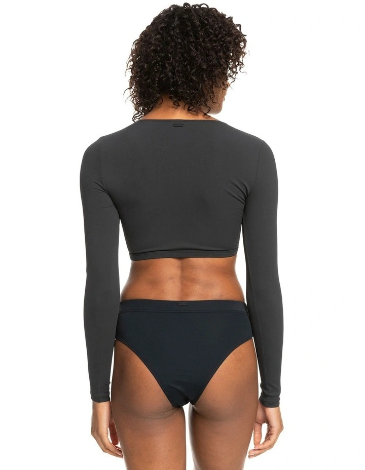 Cropped Long Sleeve Rash Vest in Anthracite