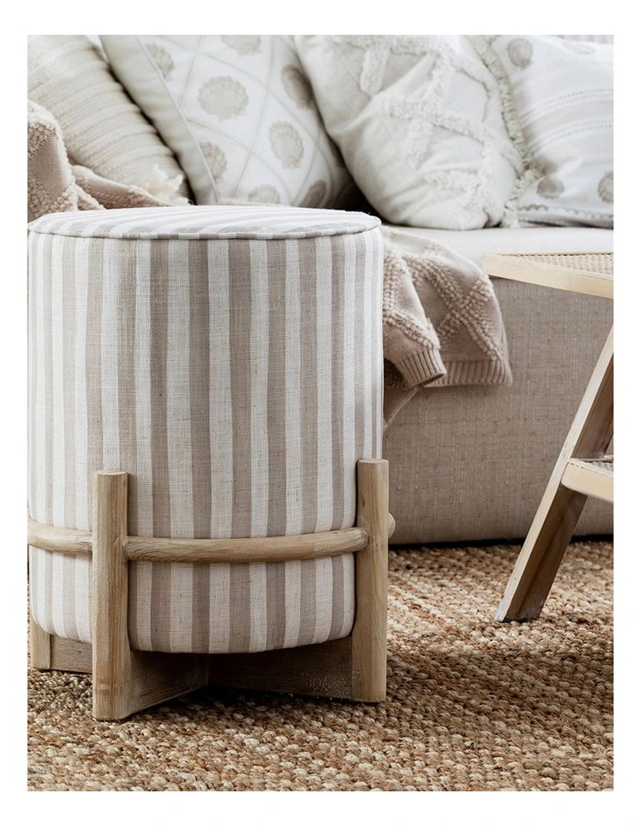 Taylor Stripe Sand Ottoman in Neutral