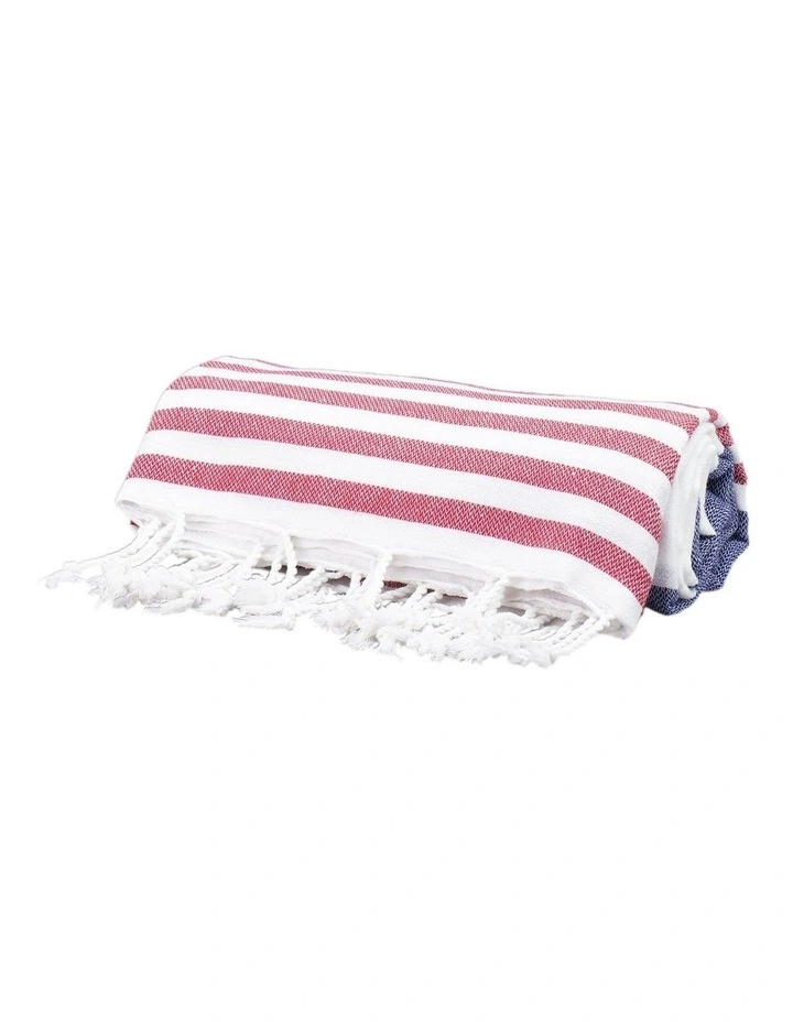 Thin Turkish Towel in Sailor Blue/Red