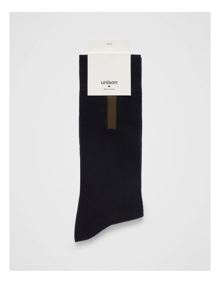 Vertical Block Stipe Crew Sock in Navy