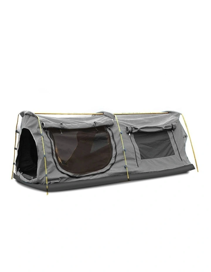 King Single Canvas Camping Swag in Blue