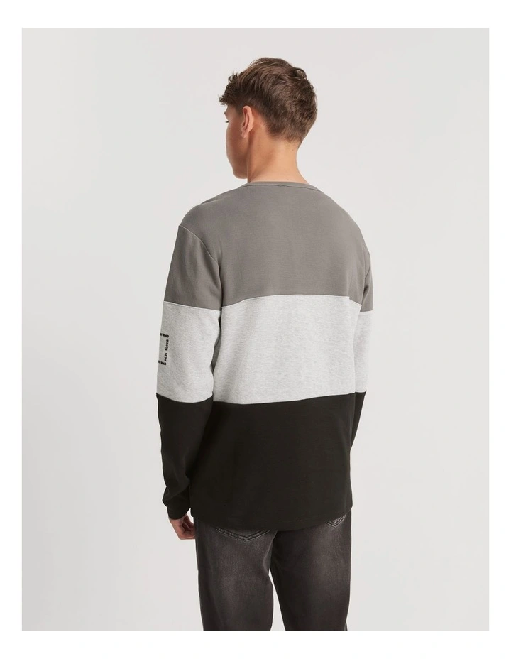 Recycled Cotton Blend Block Stripe T-shirt in Black