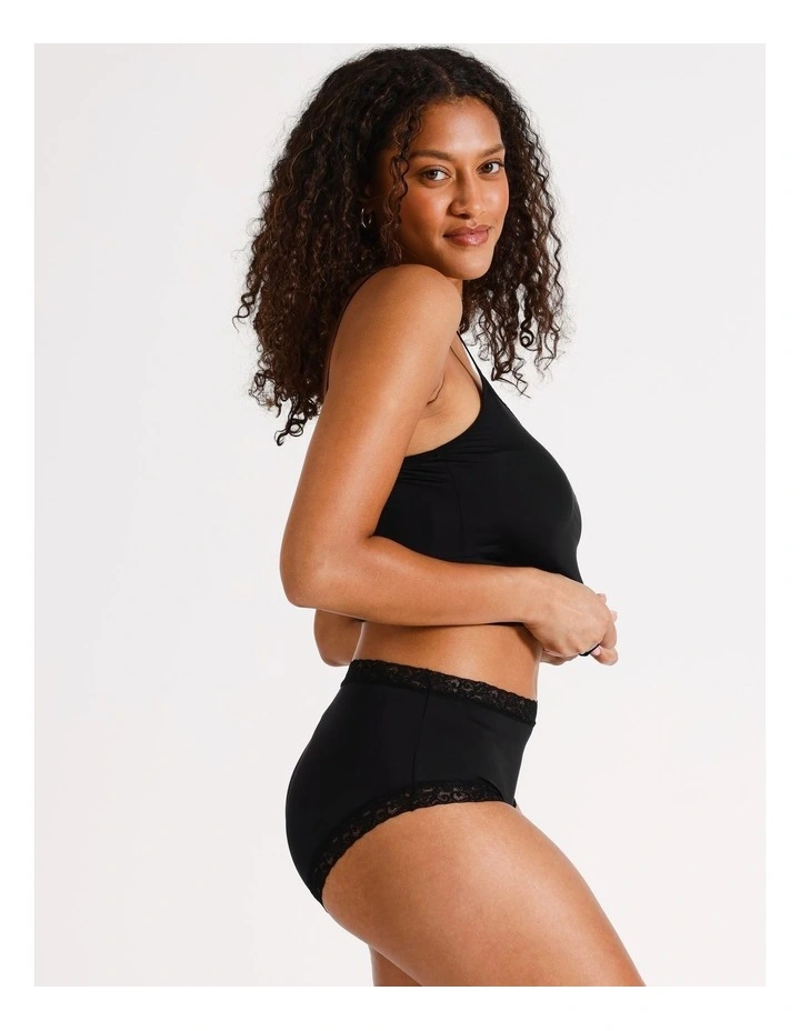 Smooth with Lace Full Brief in Black