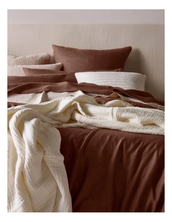 Sandy Cape Washed Belgian Linen Sheet Set in Chocolate