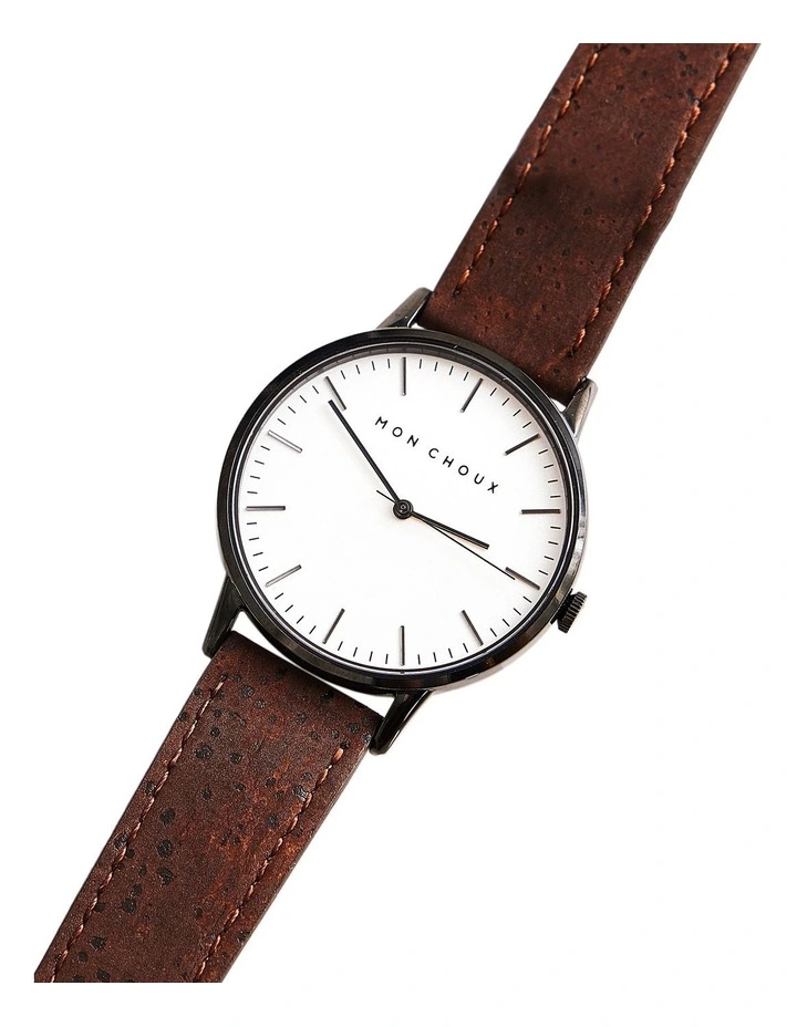 Classic Vegan Leather Watch 38mm in Black/Brown