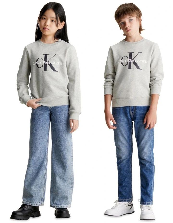 Monogram Terry Cotton Sweatshirt in Light Grey Heather