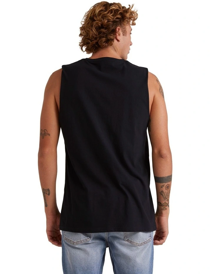 Omni Check Turn Sleeveless Muscle T-shirt in Black