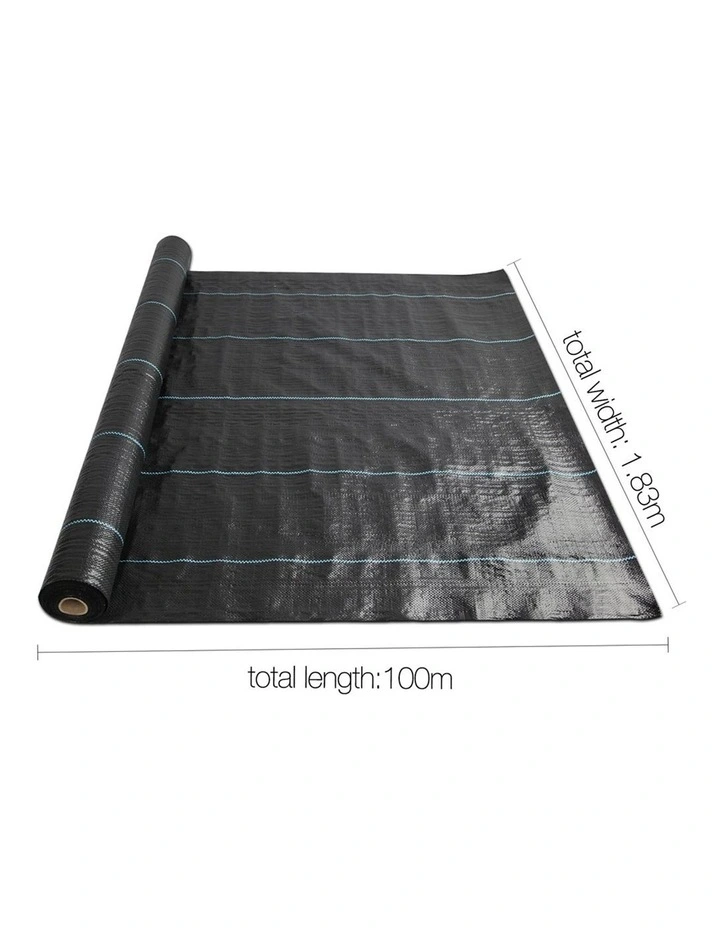 1.83m X 100m Weedmat Weed Control Mat Woven Fabric Gardening Plant PE Black