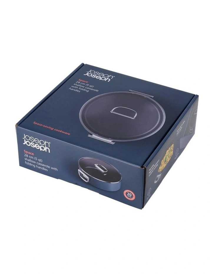 Space Non-stick Shallow Casserole and lid 28cm in Midnight Blue