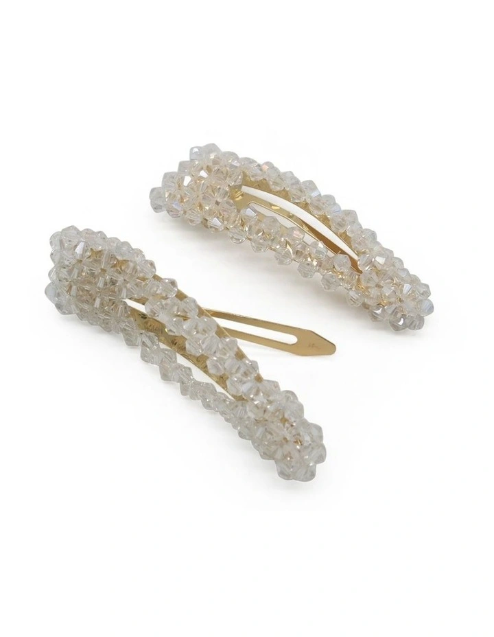 Miabella Hair Clip Set in Crystal