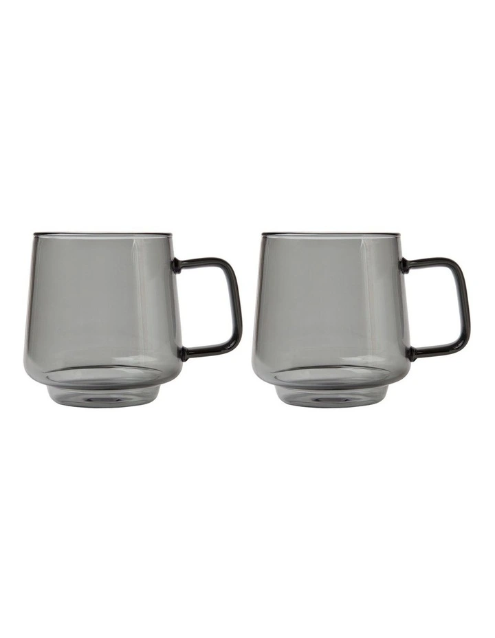 Gift Boxed Blend Sala Glass Cup 350ml Set of 2 in Charcoal