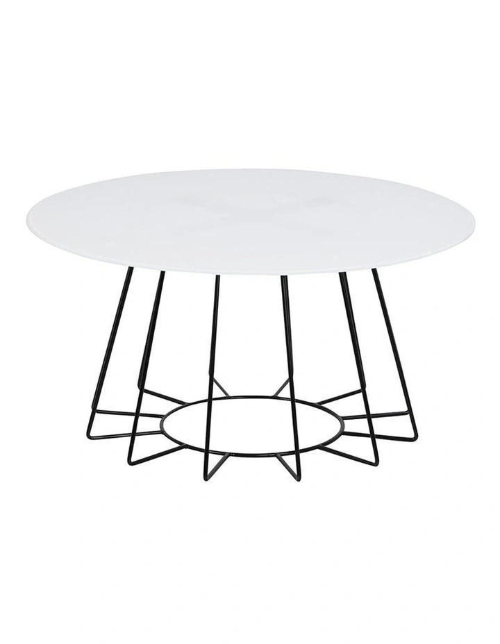 Cyrus Glass Coffee Table 80cm White & Black