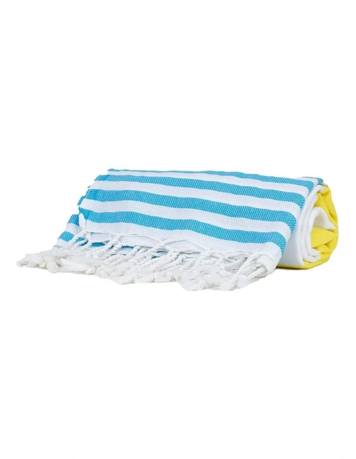 Thin Turkish Towel in Yellow/Blue