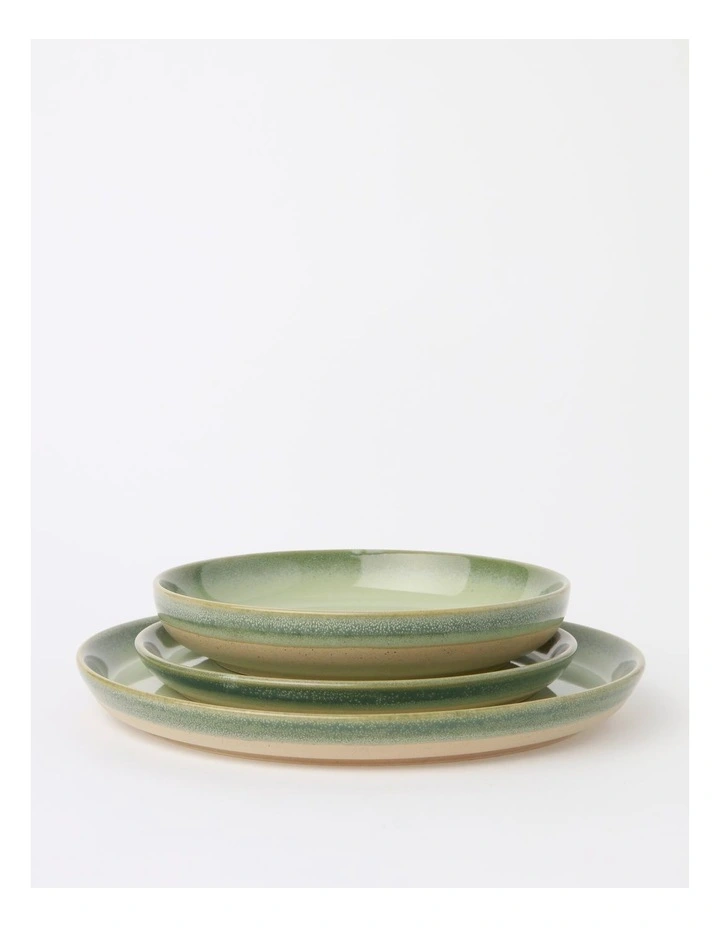 Esperance Celadon Wiped Edge 12pc Dinner Set in Green