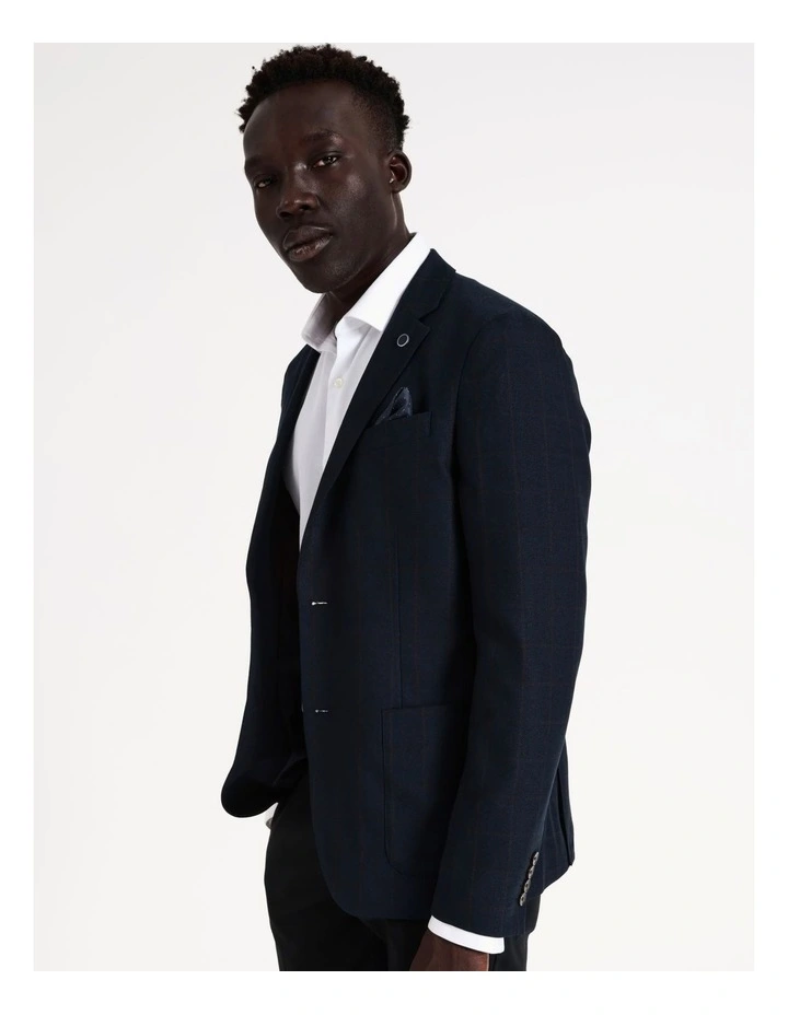 Slim Windowpane Blazer in Chocolate