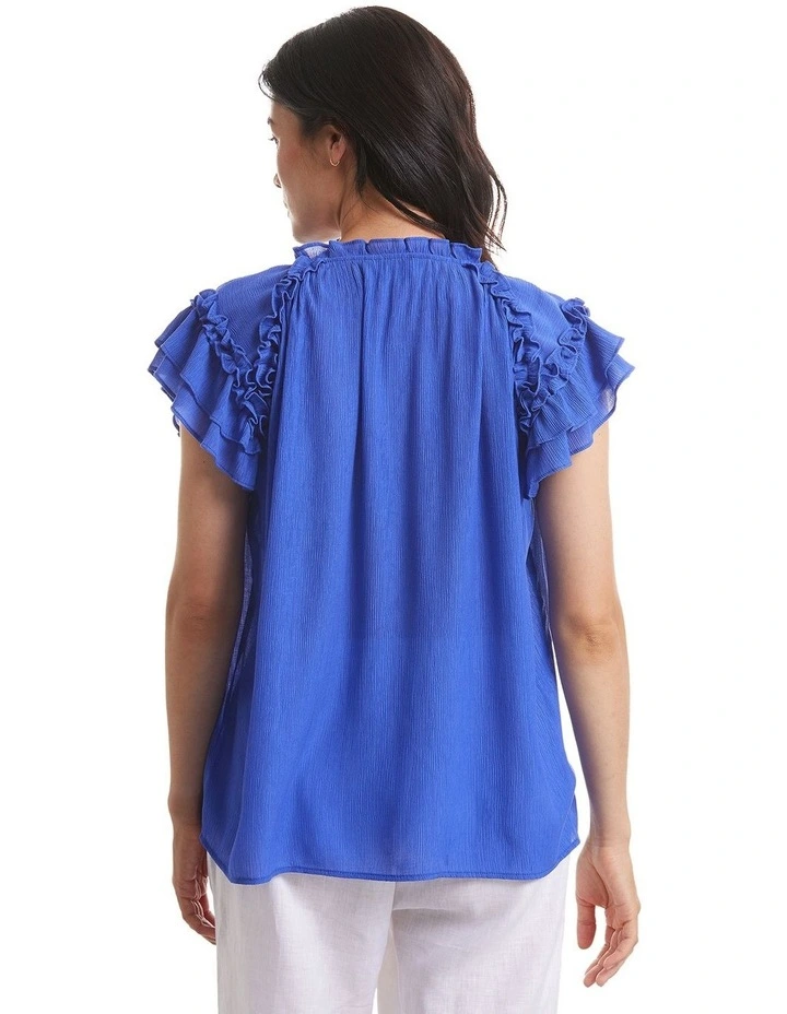 Ruffle Sleeve Breezy Top in Jewel