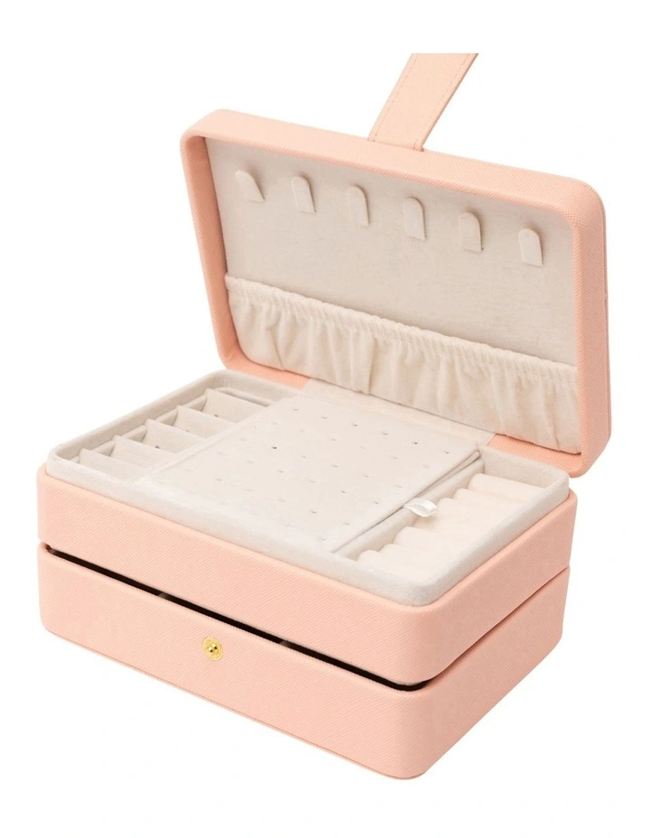 Rectangle Double Layer Jewellery Box in Pink