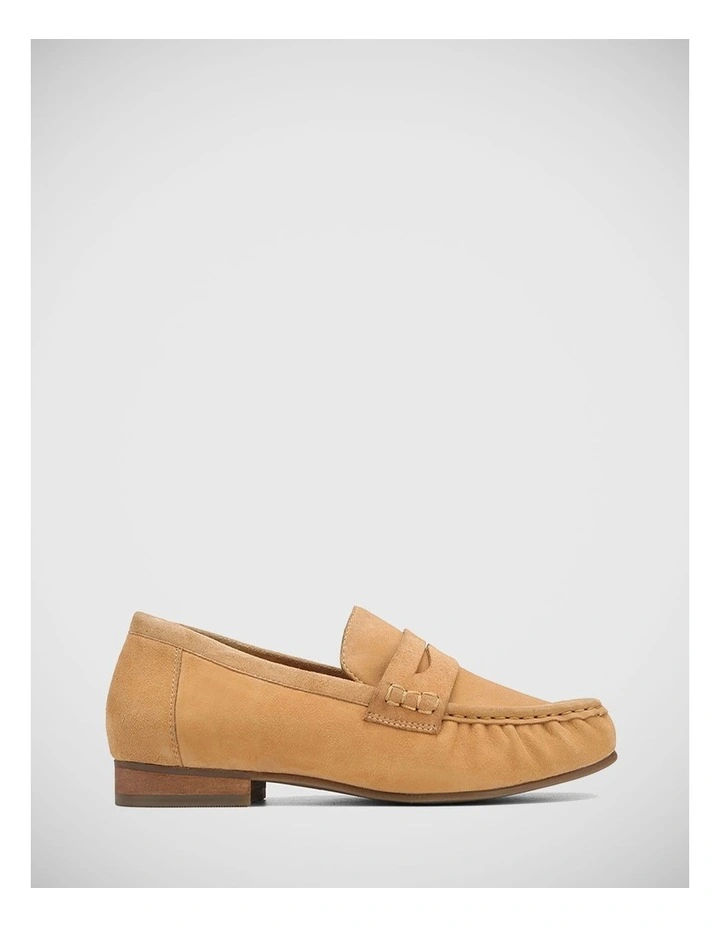 Cecile Suede Leather Loafer in Camel