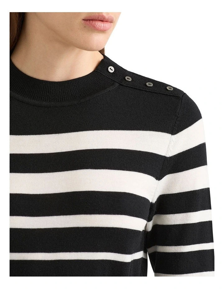 Cira Striped Merino Dress in Black