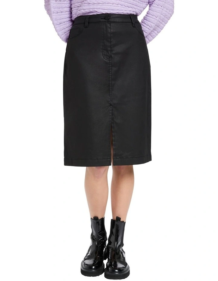 Waterloo Coated Denim Skirt in Black