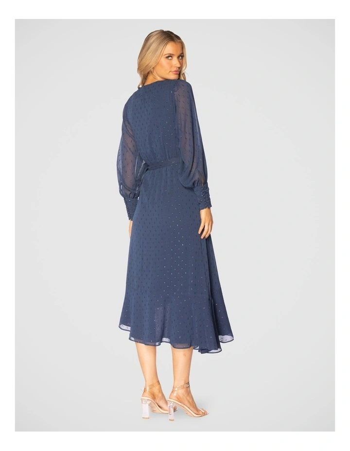 Adaline Wrap Midi Dress in Navy