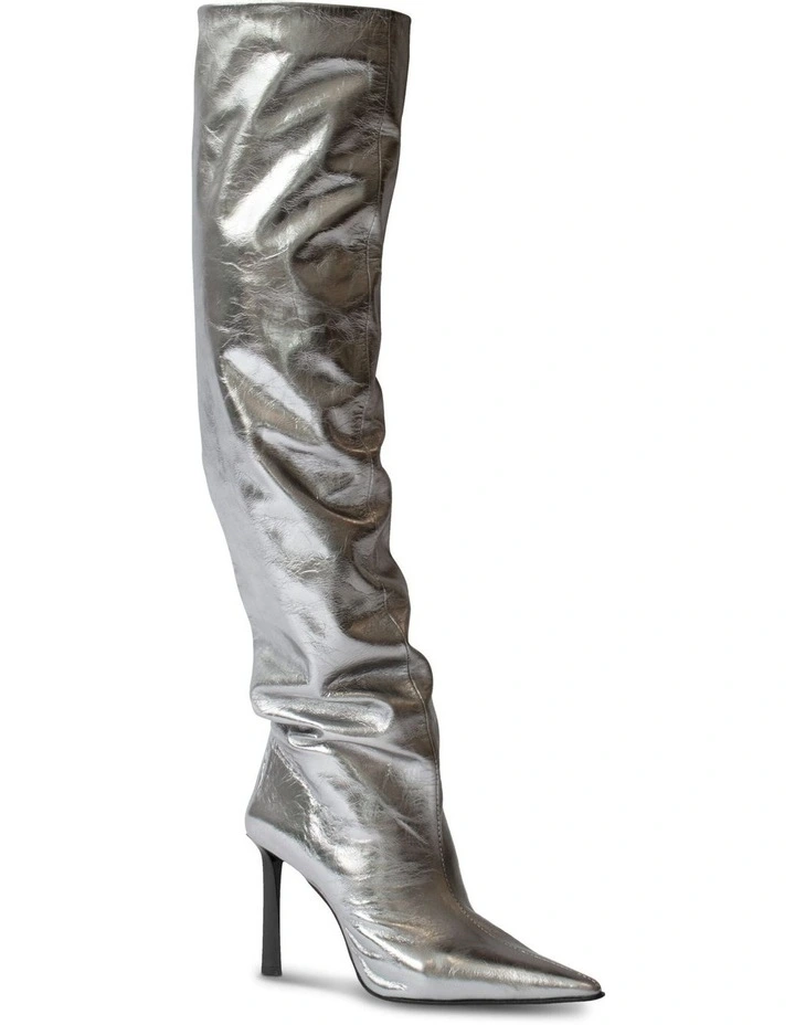 Octavia I Knee High Boots in Silver