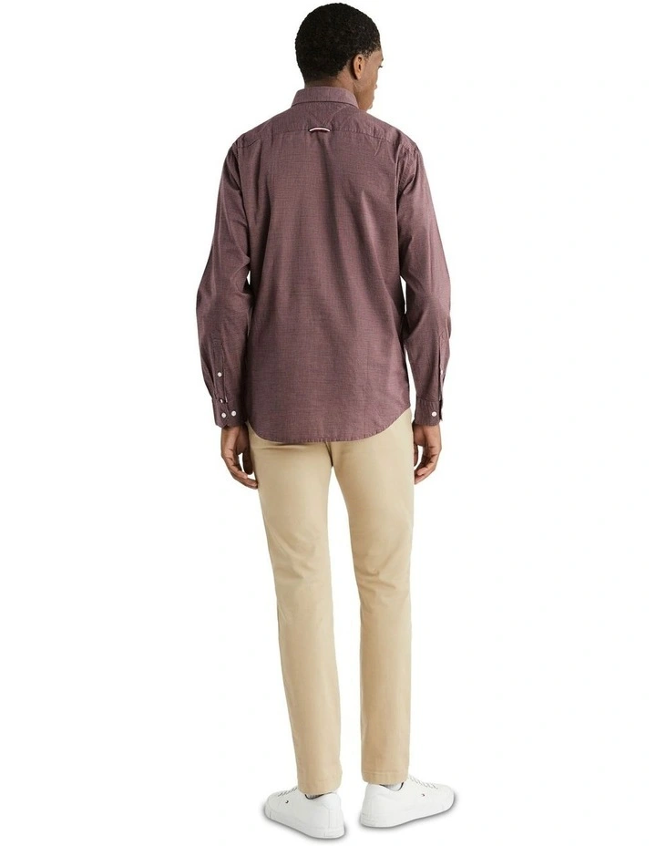 Houndstooth Long Sleeve Shirt in Red