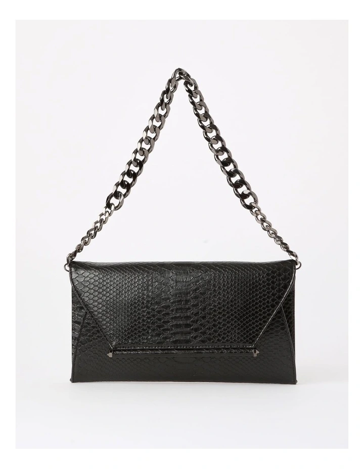 Athena Clutch Bag in Black Reptile